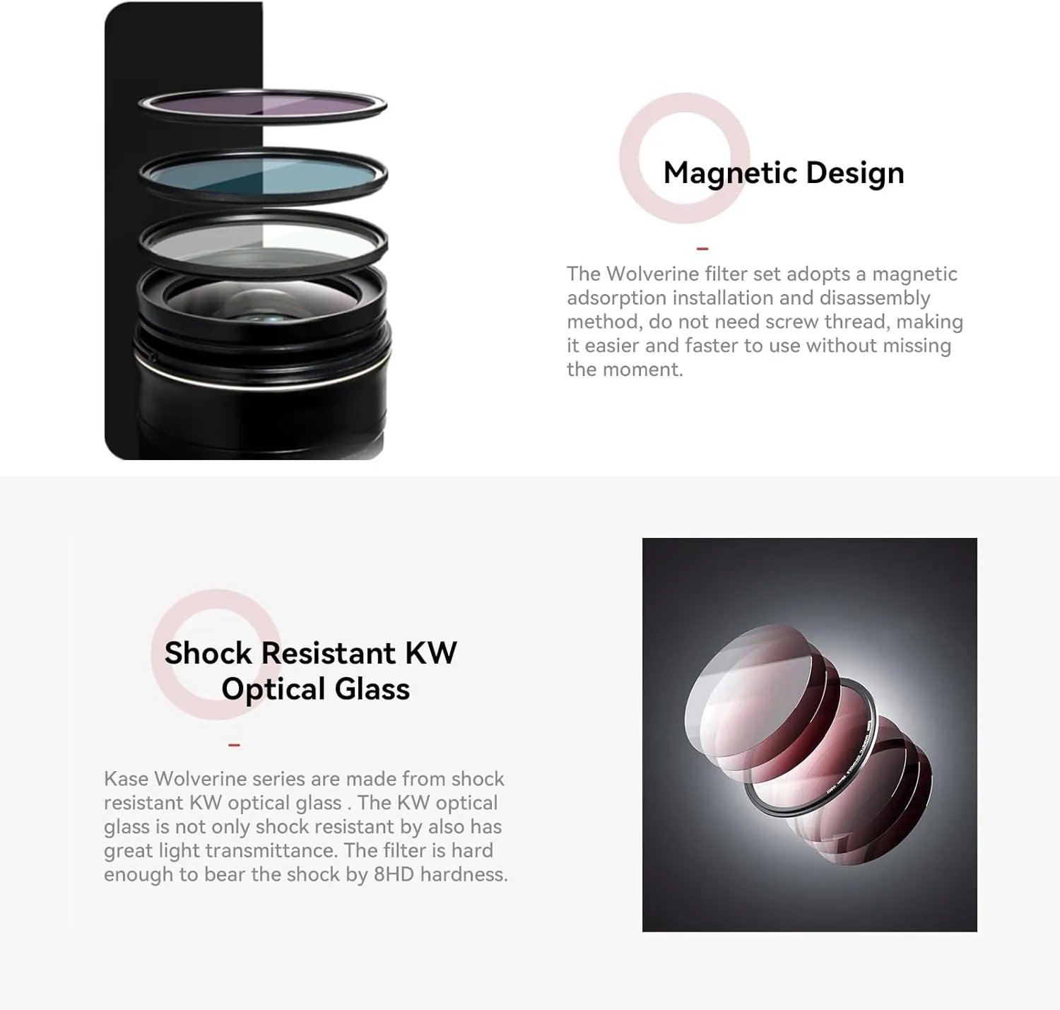 Kase Wolverine Professional Magnetic ND CPL Filters Kit 67mm Filters Kit Includes CPL ND8 3 Stop ND64 6 Stop ND1000 10 Stop Front Lens Cap Adapter Ring Filter Bag