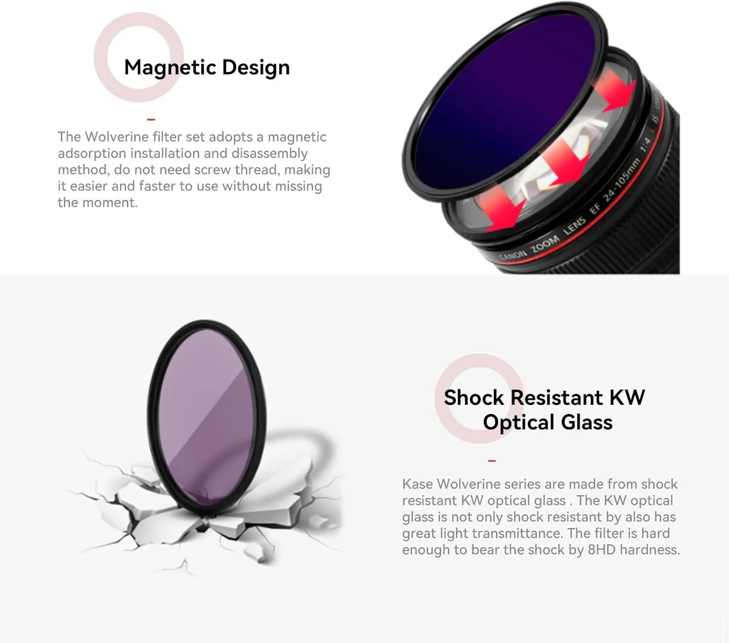 Kase Wolverine Professional Magnetic ND CPL Filters Kit 67mm Filters Kit Includes CPL ND8 3 Stop ND64 6 Stop ND1000 10 Stop Front Lens Cap Adapter Ring Filter Bag