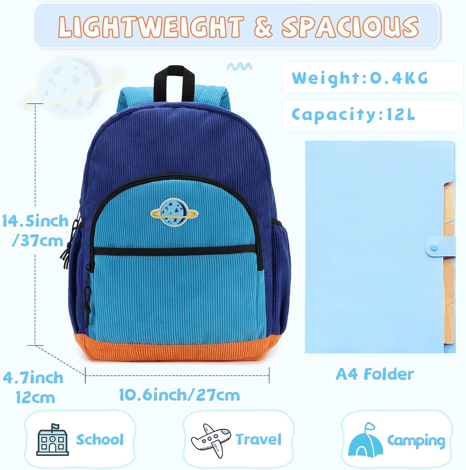Kasqo Kids Backpack, Cute Toddler Backpack For Boys Kindergarten School Bag Primary Children's Bookbag Rucksack With Chest Buckle Blue