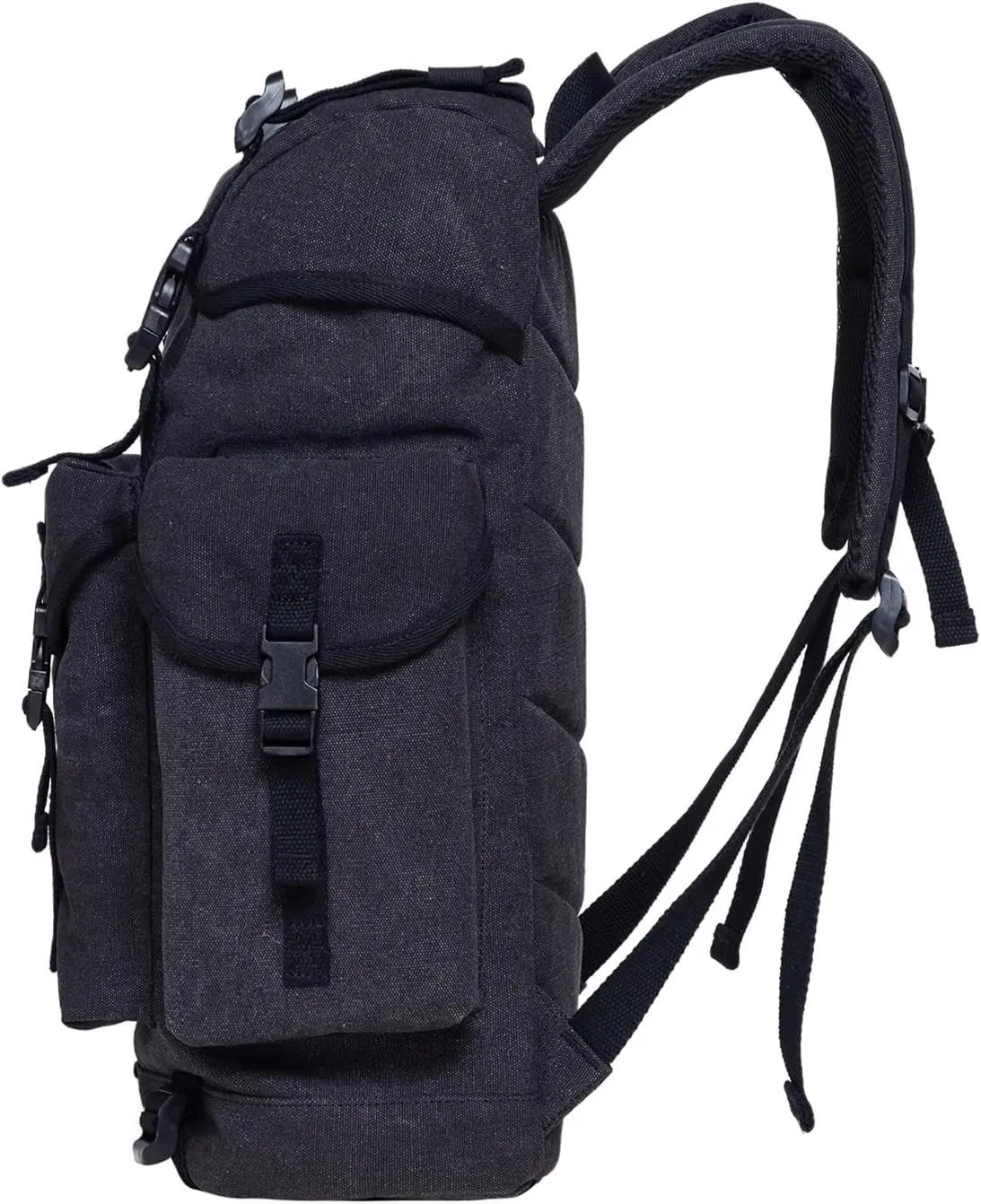 KAUKKO Vintage Casual polyster and Leather Rucksack Backpack(18-CANVAS BLACK)