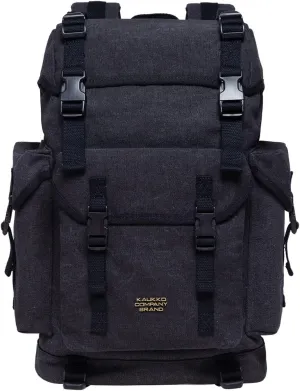 KAUKKO Vintage Casual polyster and Leather Rucksack Backpack(18-CANVAS BLACK)