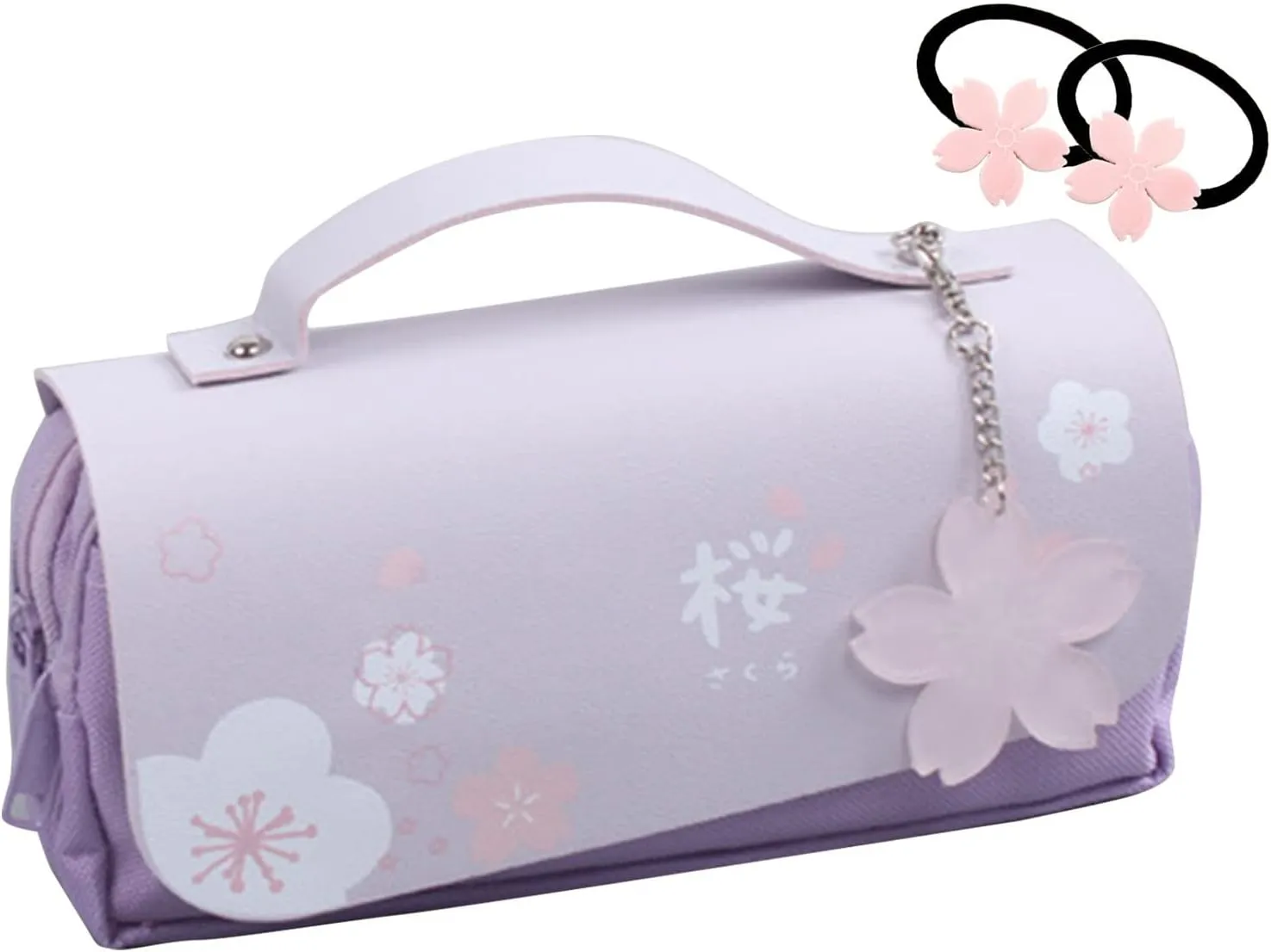Kawaii Cherry Blossom Pencil Bag Pink Sweet Pencil Case Large Capacity Stationery Pouch School Supplies Makeup Bag