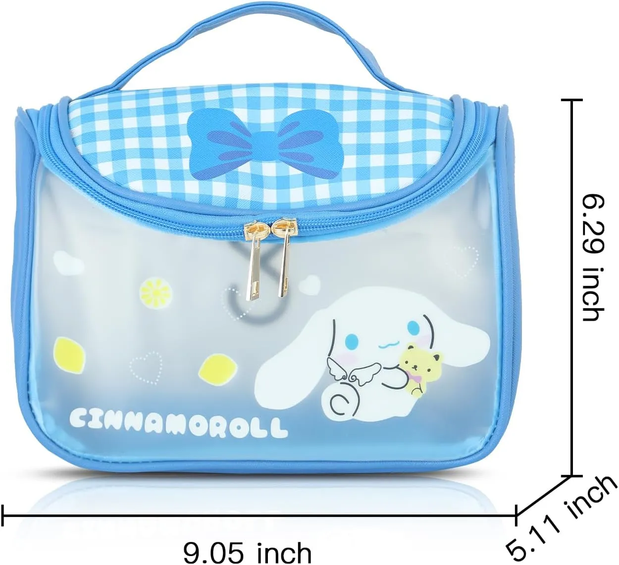 Kawaii Kitty Square Makeup Bag with Zipper, Kitty Cat Cosmetic Bags Pouch Bag Storage Case for Women Kitty Toiletry Bag (TMING CIN)