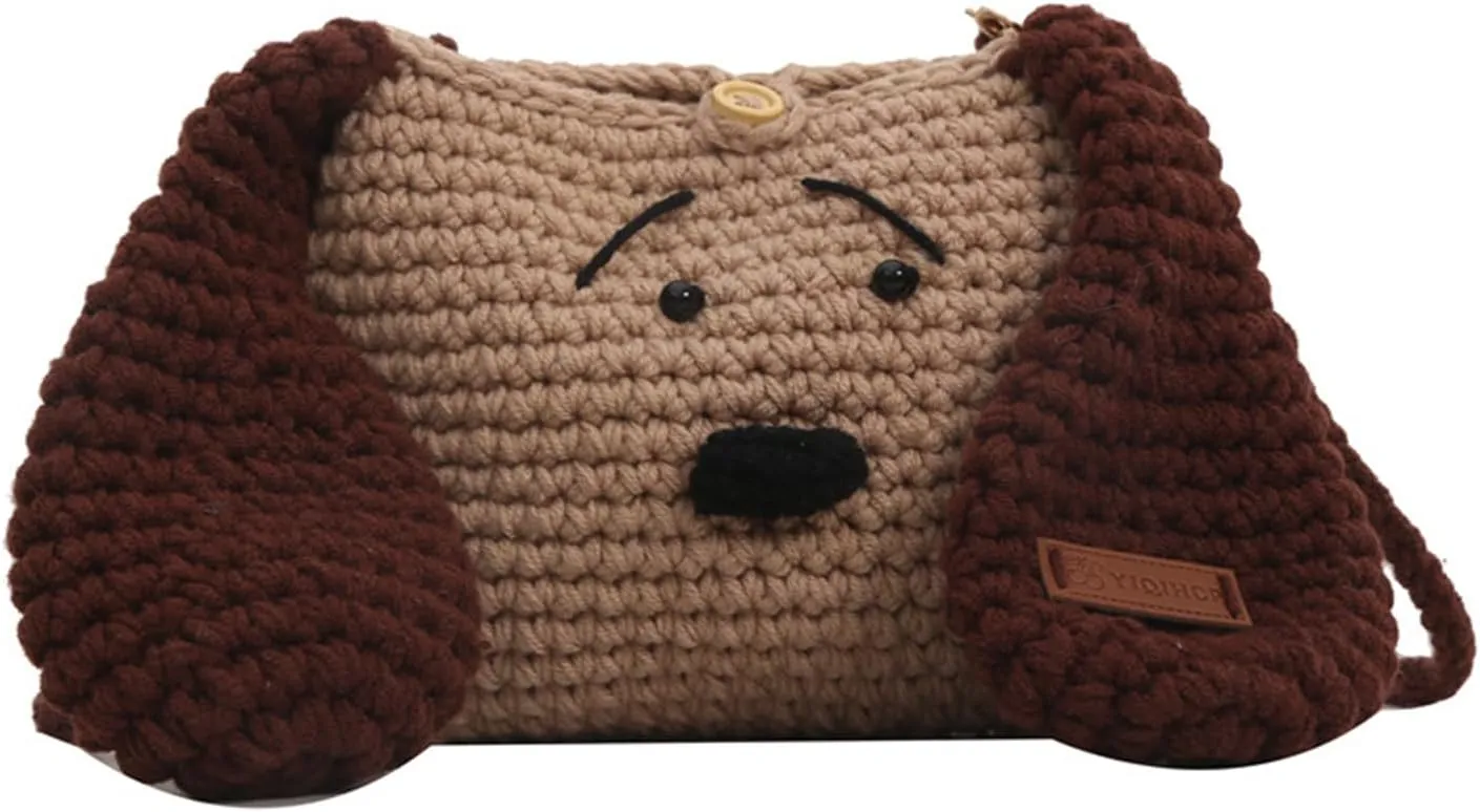Kawaii Messenger Bag for Women, Knitted Kawaii Wallet, Bear Coin Purse Suitability Animal Purses for Little Girls