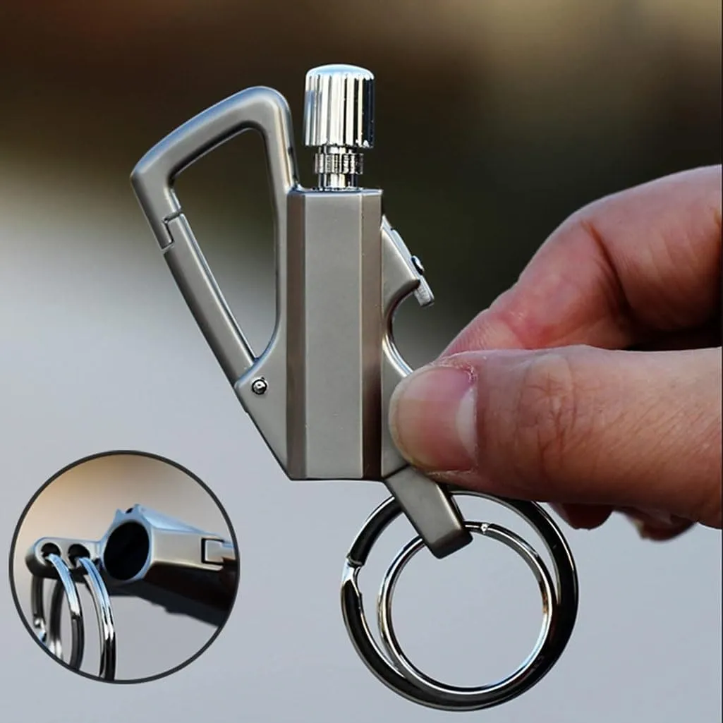 Keychain Lighter, Permanent Match Infinity Kerosene Refillable Lighter, with Multi-Function Bottle Opener, Suitable for Outdoor Survival, Camping Fire Starter Life(2pcBlack)