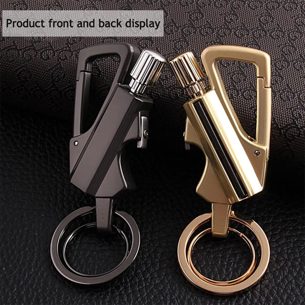 Keychain Lighter, Permanent Match Infinity Kerosene Refillable Lighter, with Multi-Function Bottle Opener, Suitable for Outdoor Survival, Camping Fire Starter Life(2pcBlack)