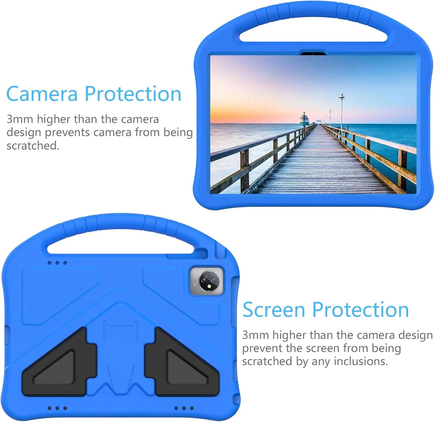 Kids Case for Dragon Touch Notepad 102 10 inch,with Handle and Kickstand Lightweight Shockproof Cover Compatible with Teclast M40Pro/M40Plus, Blackview Tab 8/7/70 WiFi 10.1" Blue