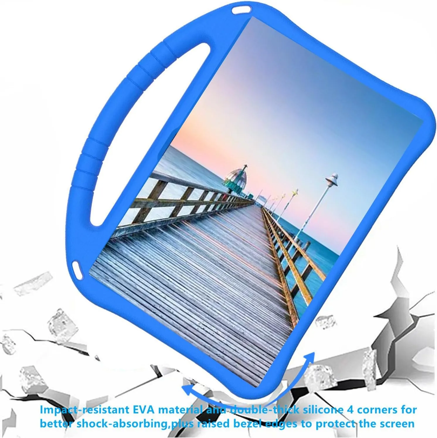 Kids Case for Dragon Touch Notepad 102 10 inch,with Handle and Kickstand Lightweight Shockproof Cover Compatible with Teclast M40Pro/M40Plus, Blackview Tab 8/7/70 WiFi 10.1" Blue