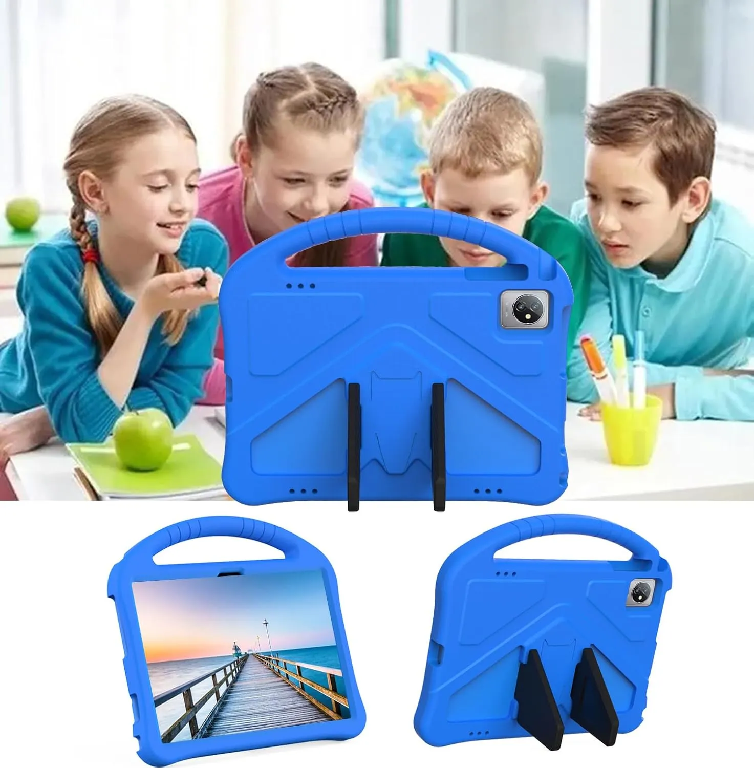 Kids Case for Dragon Touch Notepad 102 10 inch,with Handle and Kickstand Lightweight Shockproof Cover Compatible with Teclast M40Pro/M40Plus, Blackview Tab 8/7/70 WiFi 10.1" Blue