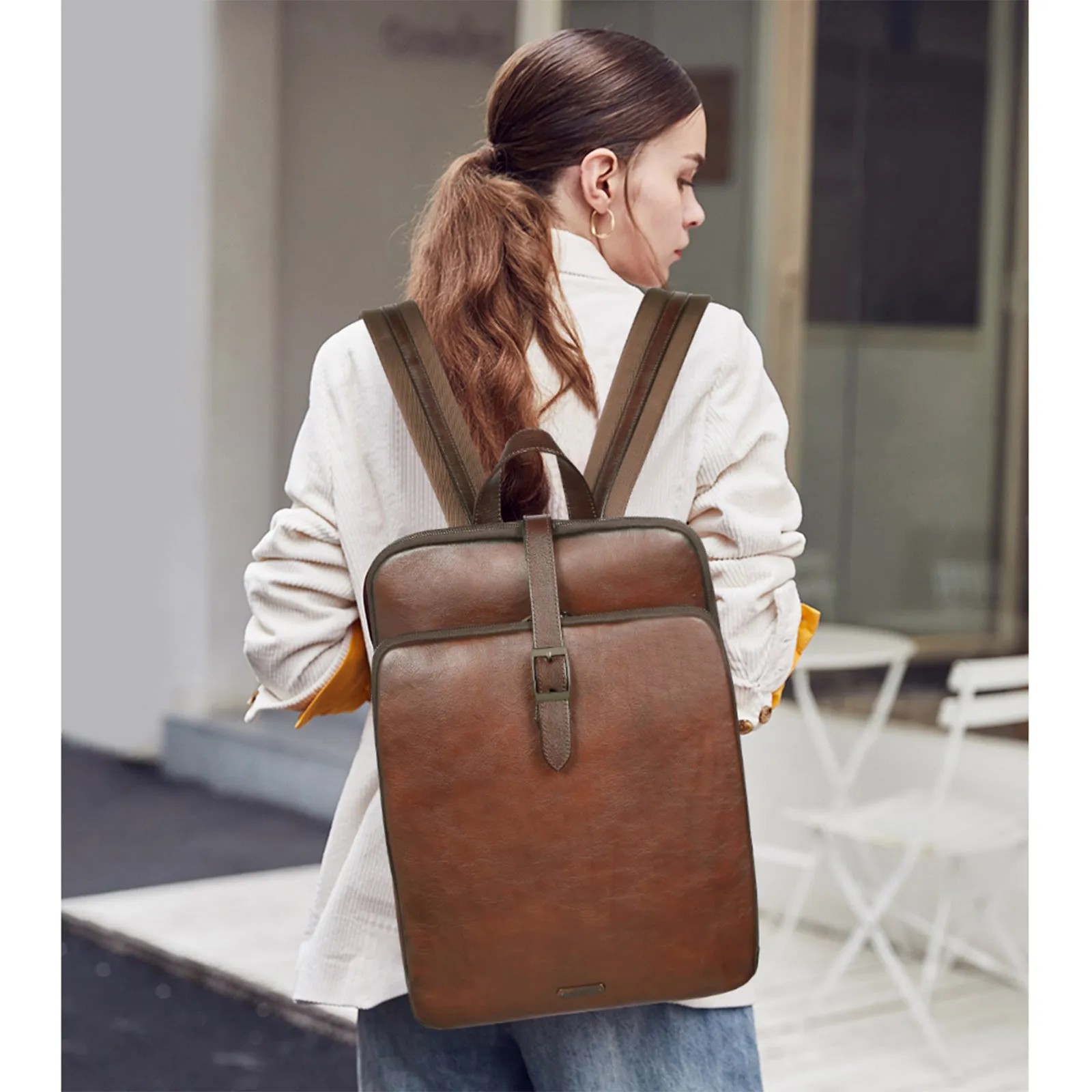 Koch Vintage Full Grain Vegetable Tanned Leather Backpack For Work