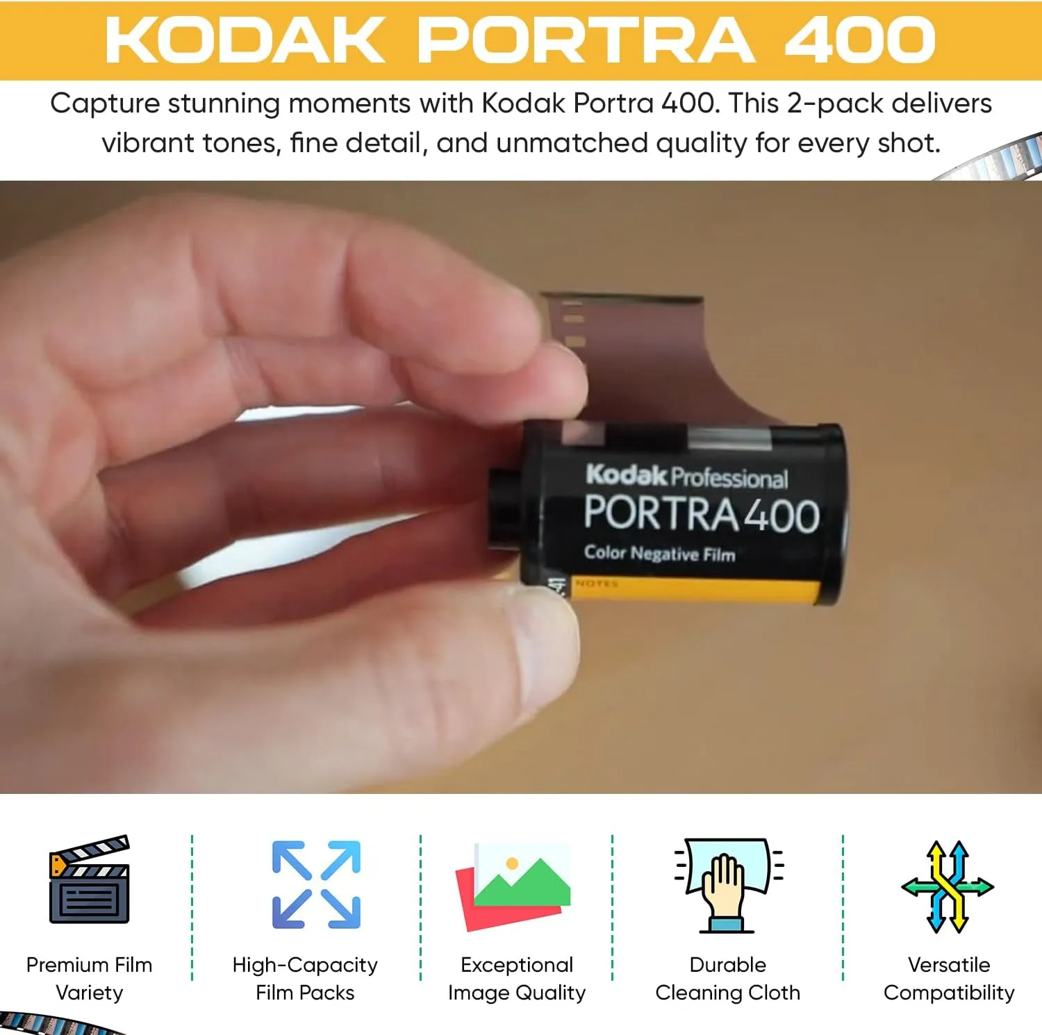 Kodak Portra 400 35mm Film 2 Pack 36exp for 35mm Film Camera Kodak 35mm Film Roll Bundle - Kodak Film- Balveli Cloth - 35 mm Film Roll- Camera Film- 35mm Film Kodak- Kodak Film 35mm-Porta 400