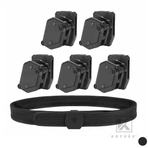 KRYDEX IPSC USPSA IDPA 3-Gun Shooting Belt & 5 pcs Speed Pistol Mag Pouch