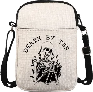 KUIYAI Death by TBR Crossbody Bag to Be Read Gift Book Reader Gift Bookish Gift Book Club Gift Gothic Romance Gift