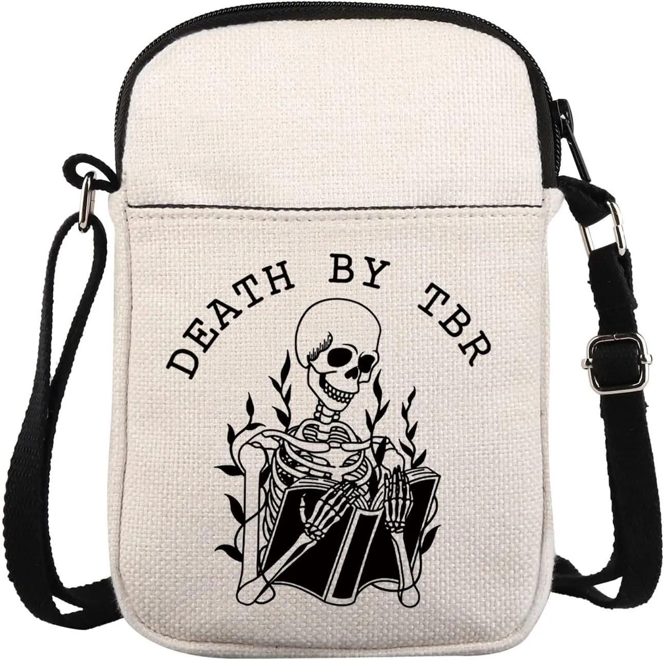 KUIYAI Death by TBR Crossbody Bag to Be Read Gift Book Reader Gift Bookish Gift Book Club Gift Gothic Romance Gift