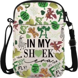 KUIYAI Green Monster Movie Merchandise Crossbody Bag WDW Character Lover Gift Monster Face Meme Gift Green Orge Cartoon Bag