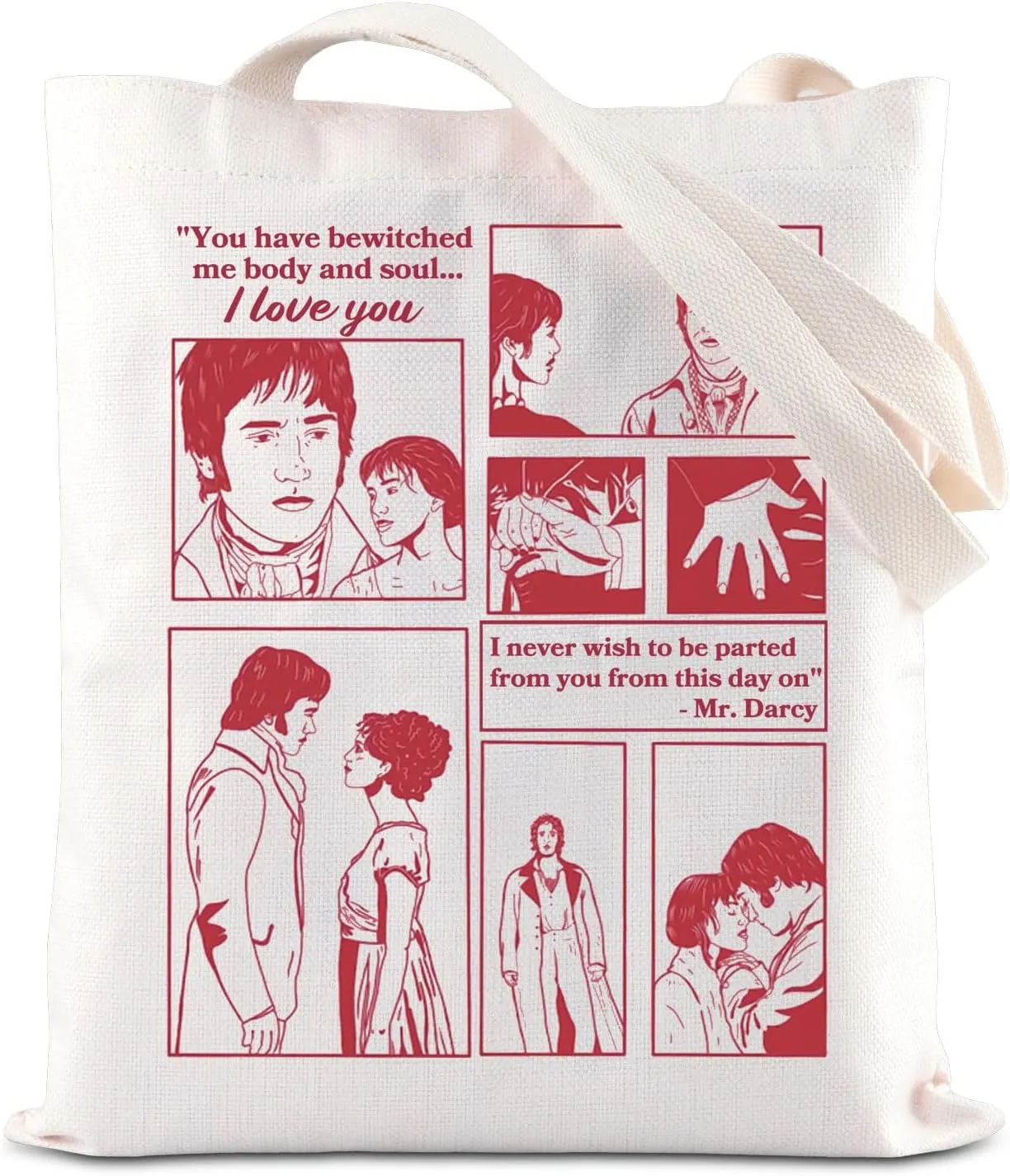 KUIYAI Pride Movie Merchandise Inspired Tote Bag Jane Literary Gift Classic Novel Lover Gift Mr Darcy Saying Handbag For Fans
