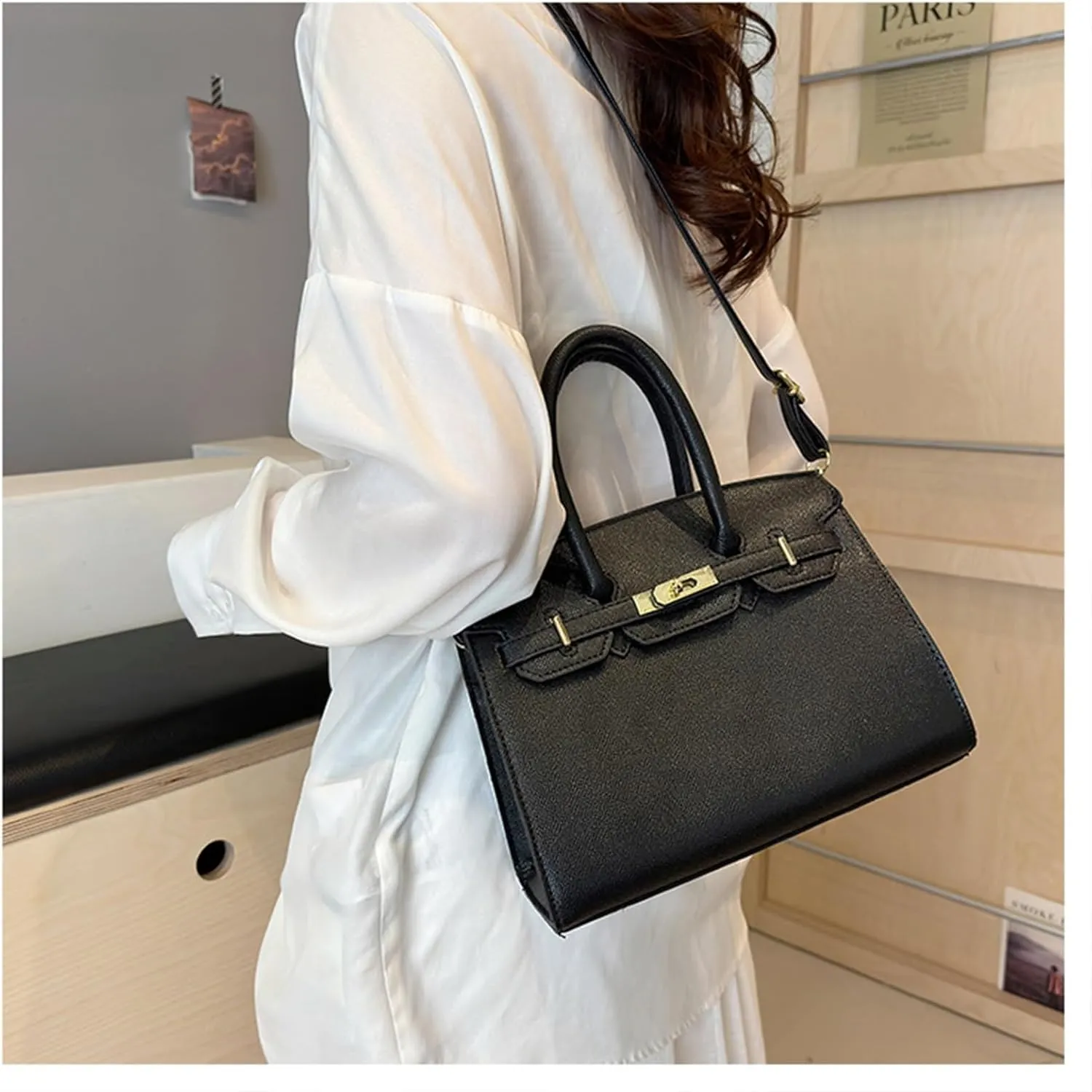 Ladies handbag shoulder bag crossbody bag(Black)