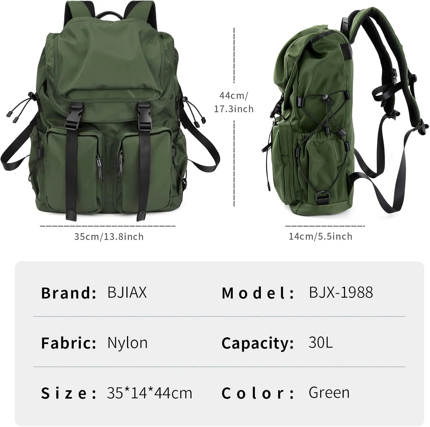Laptop Backpack for Men & Women, Functional Stylish Vintage Backpack, 30L Waterproof College Work Commuter Travel Backpack Fits 15.6 Inch Tablet, Notebook (Green)
