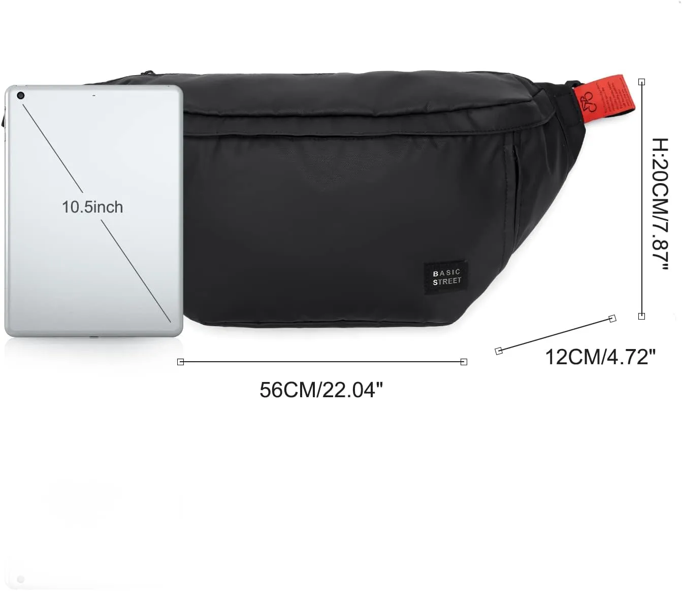 Large Crossbody Fanny Pack for Women Men,Waterproof Waist Bag Pack with Adjustable Strap & 5-Zipper Pockets,Black