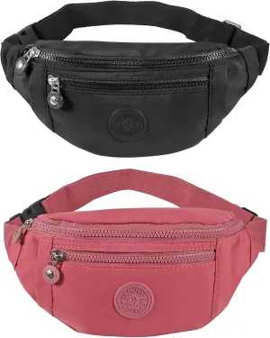 Large Crossbody Fanny Pack with 3-Zipper Pockets,Gifts for Enjoy Sports Festival Workout Traveling Running Casual Hands-Free Wallets Waist Pack Phone Bag Fits All Phones (black pink)