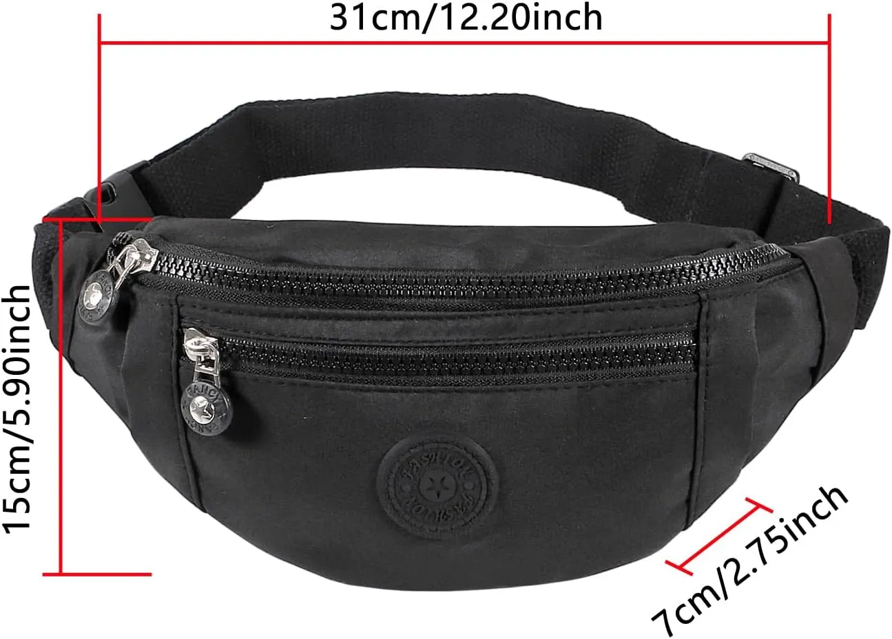 Large Crossbody Fanny Pack with 3-Zipper Pockets,Gifts for Enjoy Sports Festival Workout Traveling Running Casual Hands-Free Wallets Waist Pack Phone Bag Fits All Phones (black pink)