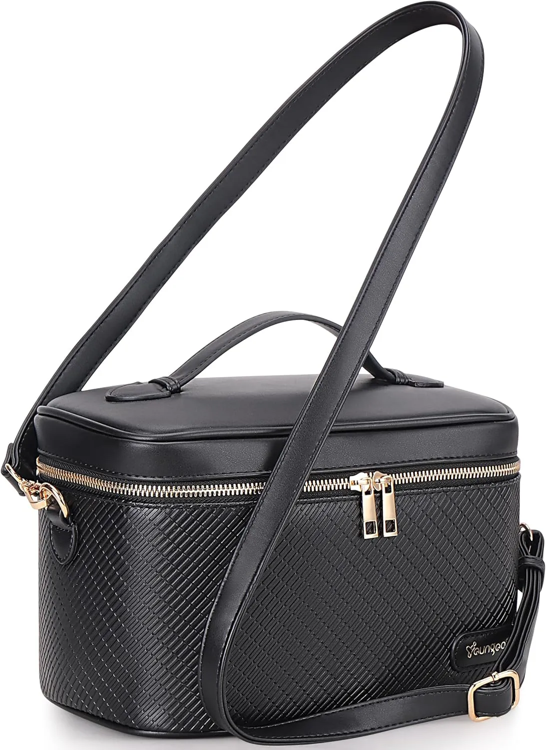 Large Stylish Makeup Bag Cosmetic Make Up Travel Bag for Women, Delicate Model (Black)