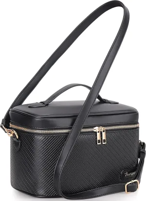 Large Stylish Makeup Bag Cosmetic Make Up Travel Bag for Women, Delicate Model (Black)