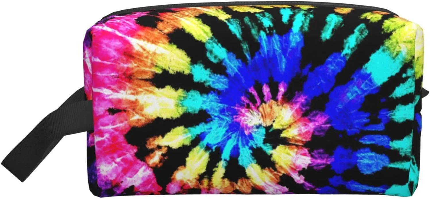 Large Travel Cosmetic Bag – Exotic Tribe Tie Dye Style Full-Print Design, Portable Toiletry Organizer, Multi-Use Pouch for Makeup
