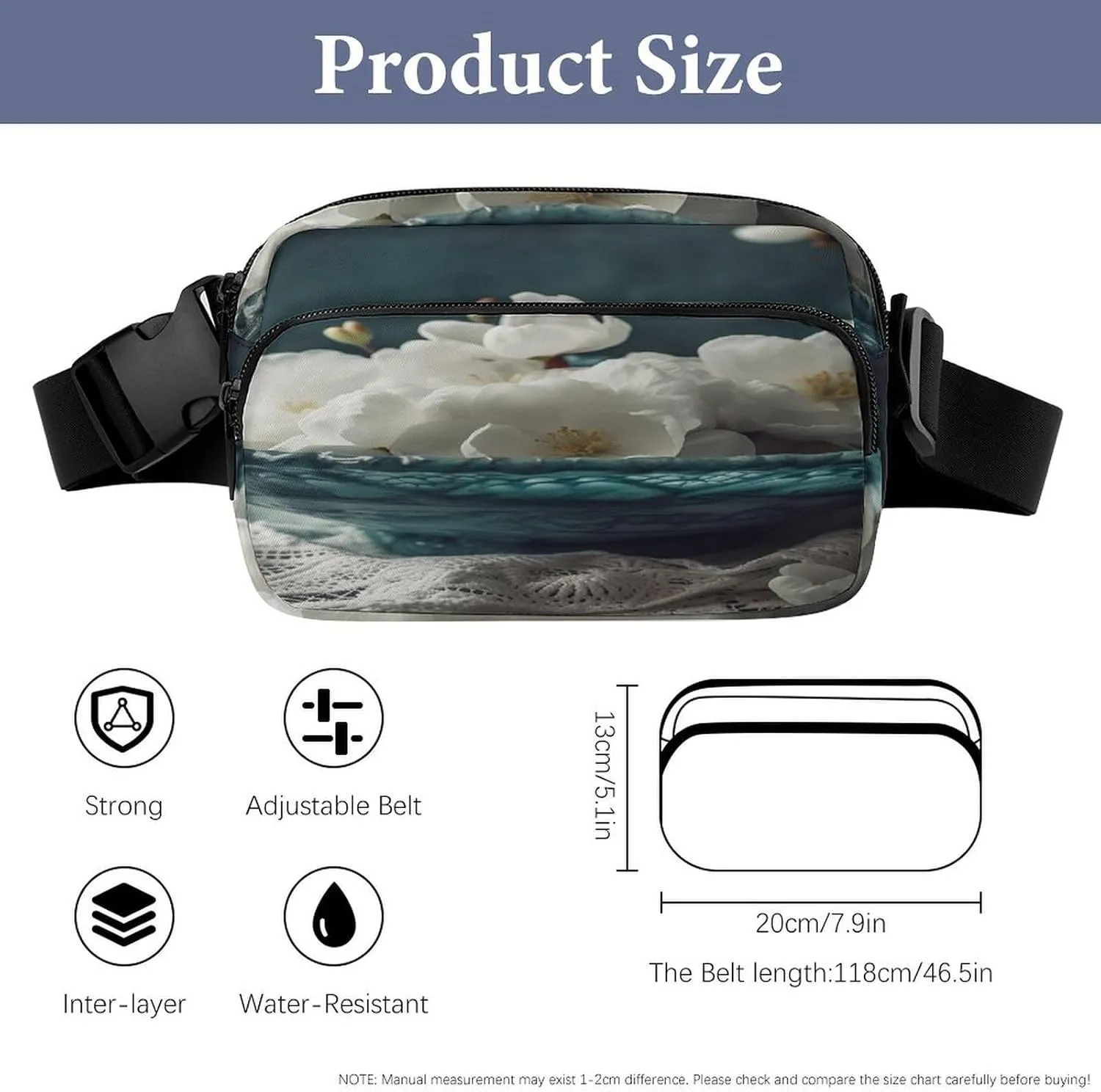 Large Waist Packs with Adjustable Strap,Flowers in Bowl CrossBody Fanny Pack Casual Bag for Travel Sports Running Hiking