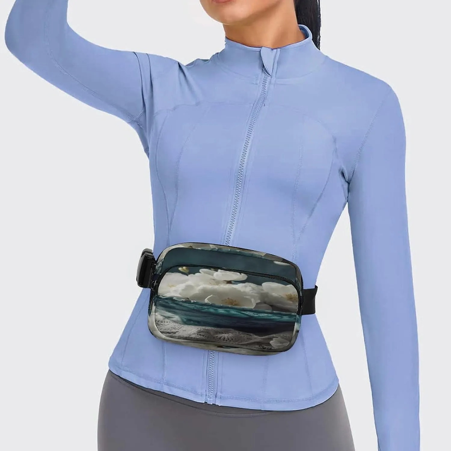 Large Waist Packs with Adjustable Strap,Flowers in Bowl CrossBody Fanny Pack Casual Bag for Travel Sports Running Hiking