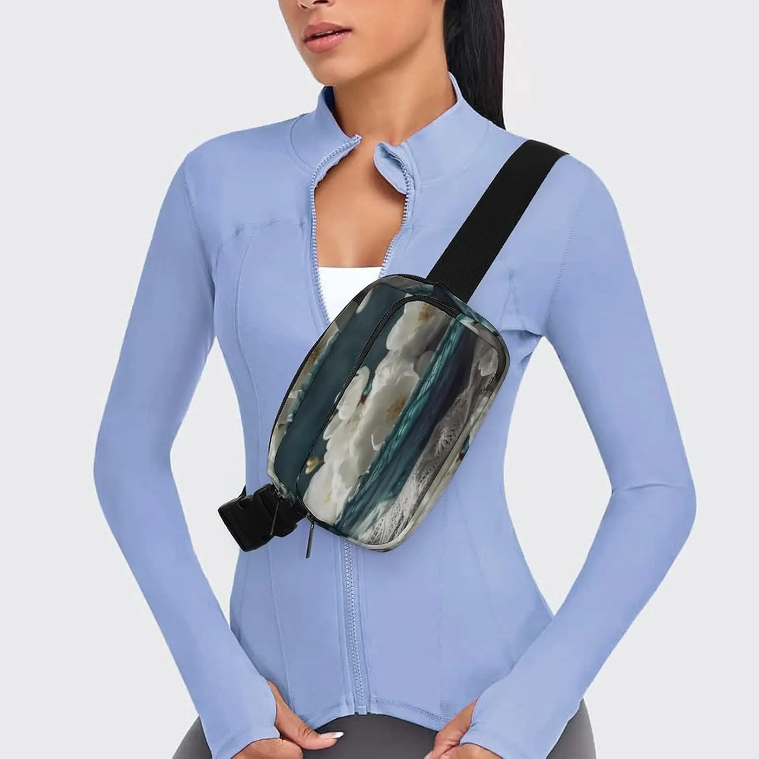 Large Waist Packs with Adjustable Strap,Flowers in Bowl CrossBody Fanny Pack Casual Bag for Travel Sports Running Hiking
