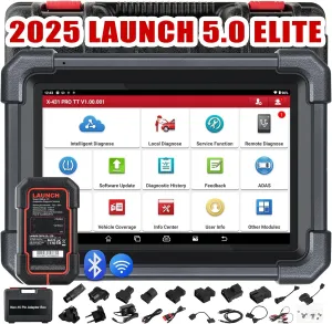 LAUNCH X431 Pro TT 5.0 Elite Bidirectional Scan Tool with 2025 Newly Released DBSCar VII Connector, 38  Reset for All Cars, ECU Coding, CANFD and DOIP, FCA AutoAuth, VAG Guide,2 Yrs F-Ree Update