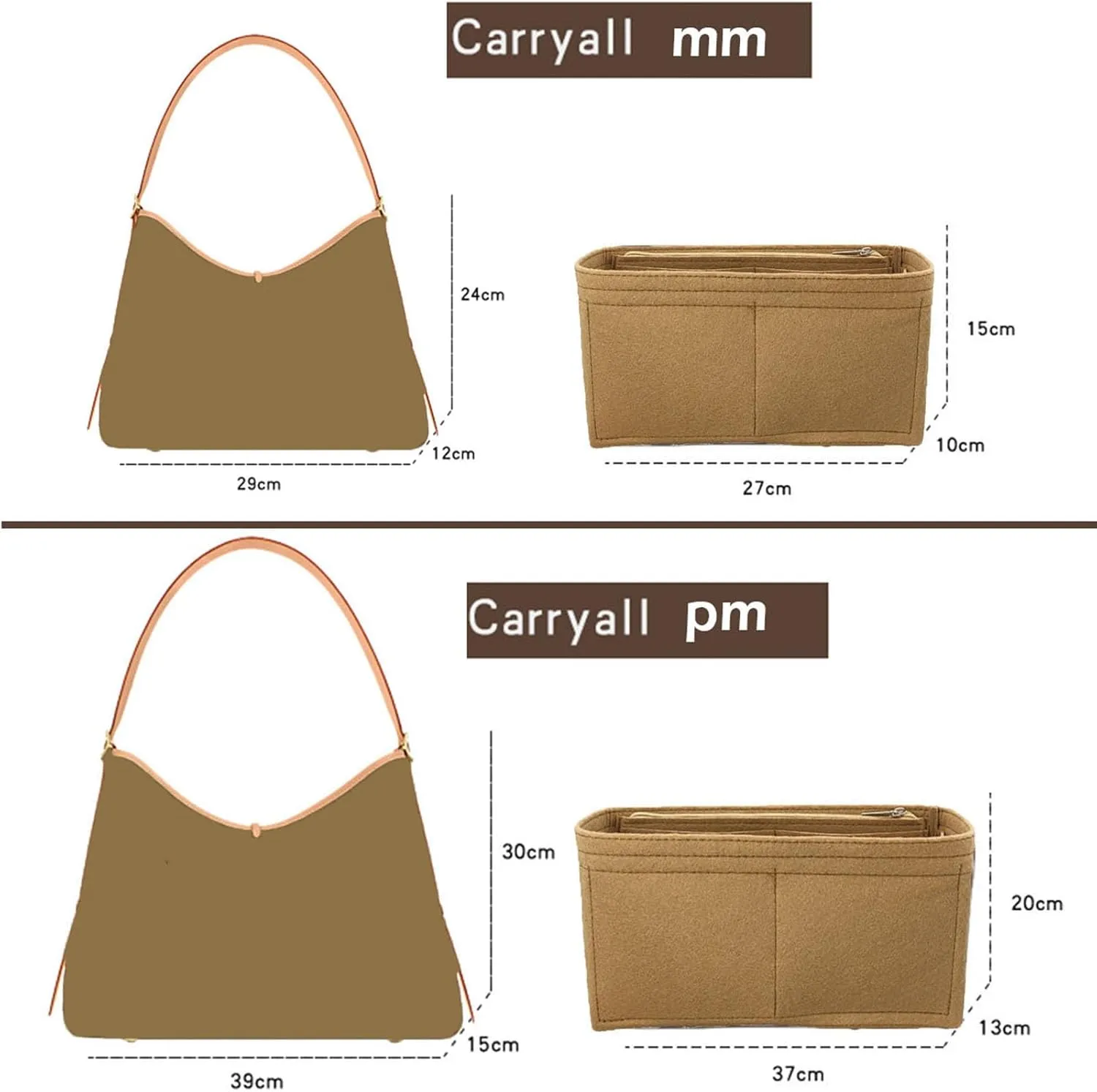 Lckaey Purse Insert for carryall organizer for purse bags women lcarryall tote golf cart parts bag on wheels travel