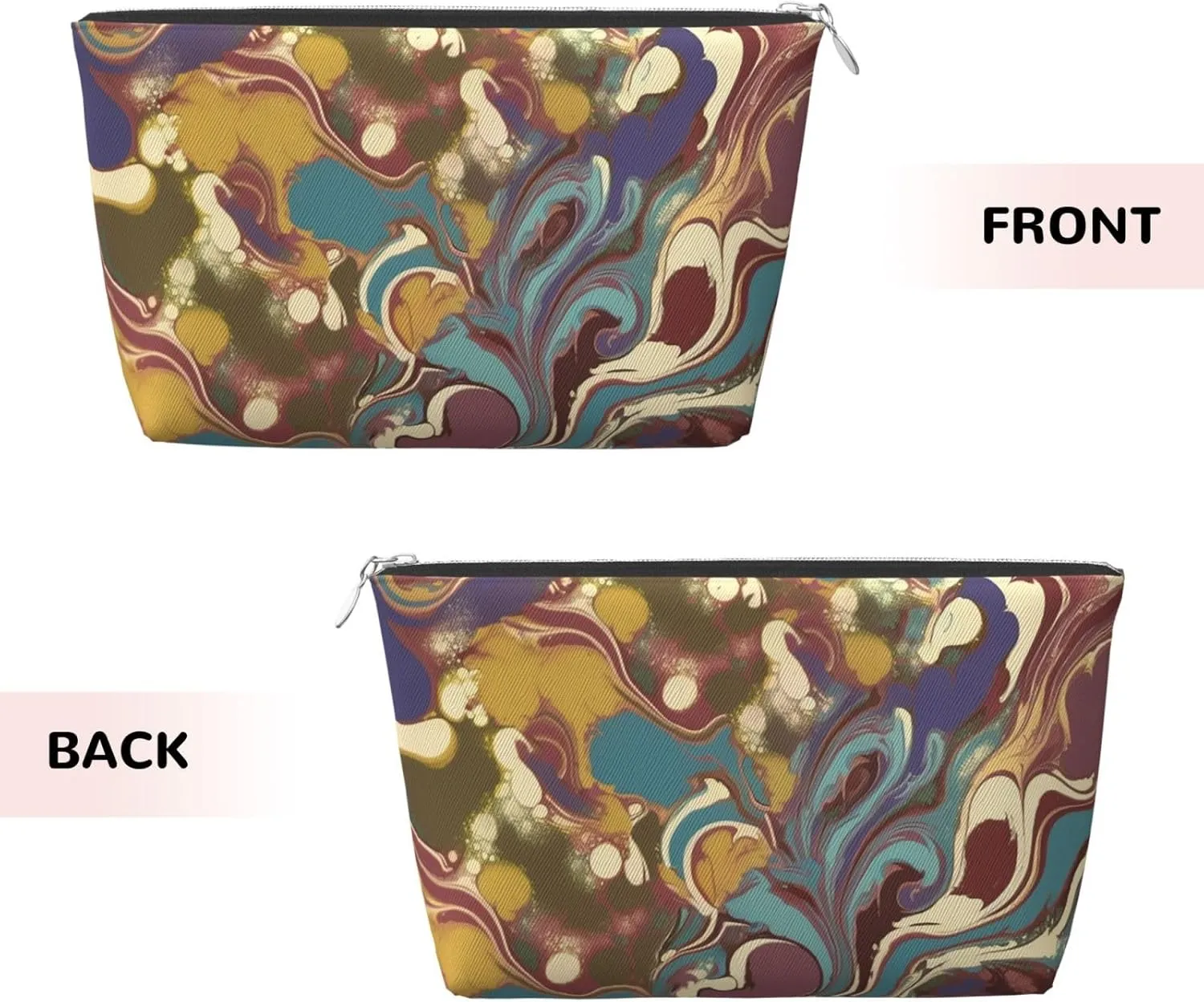 Leather Makeup Bag for Women Travel Toiletry Bag Romano Art Cosmetic Bag Large Makeup Pouch with Zipper