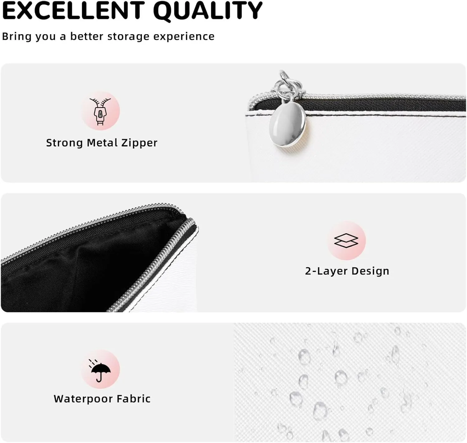Leather Makeup Bag for Women Travel Toiletry Bag Romano Art Cosmetic Bag Large Makeup Pouch with Zipper