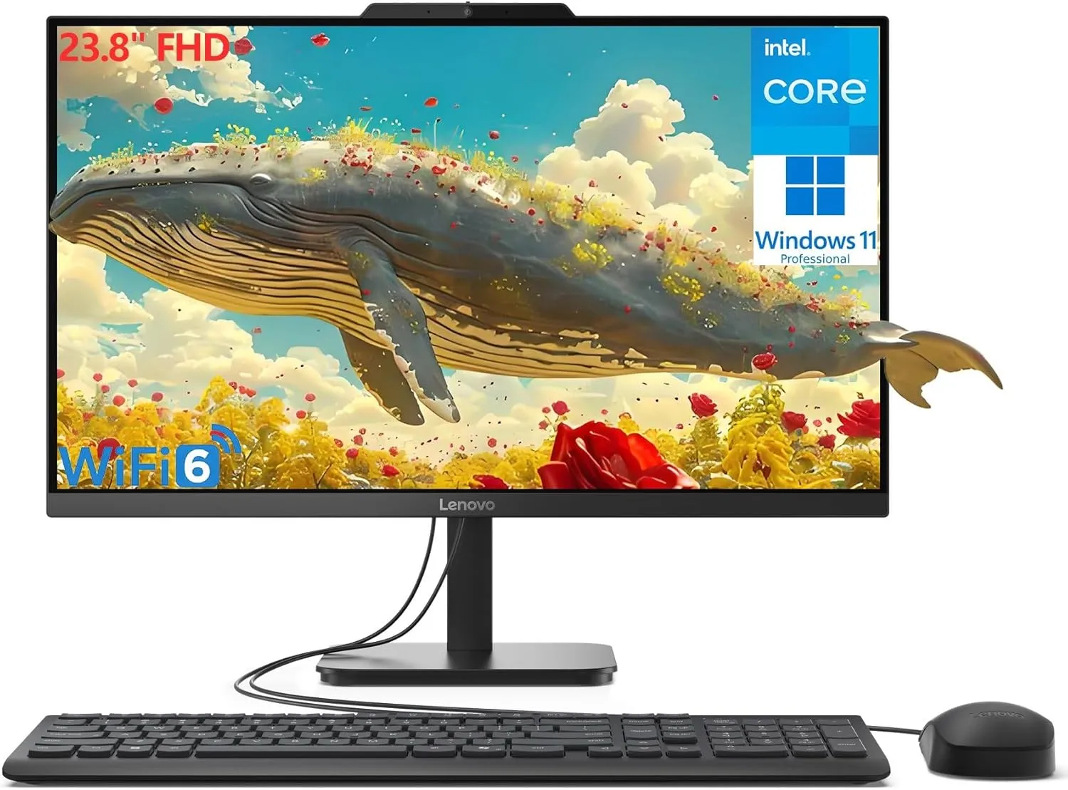 Lenovo 24 23.8" FHD All-in-One Desktop Computer for Home Office, Intel 4-Core Processor (Beat i3-1110G4), 32GB DDR4 RAM, 1TB PCIe SSD, WiFi 6, Bluetooth, Business AIO, Windows 11 Pro, Vent-Hear