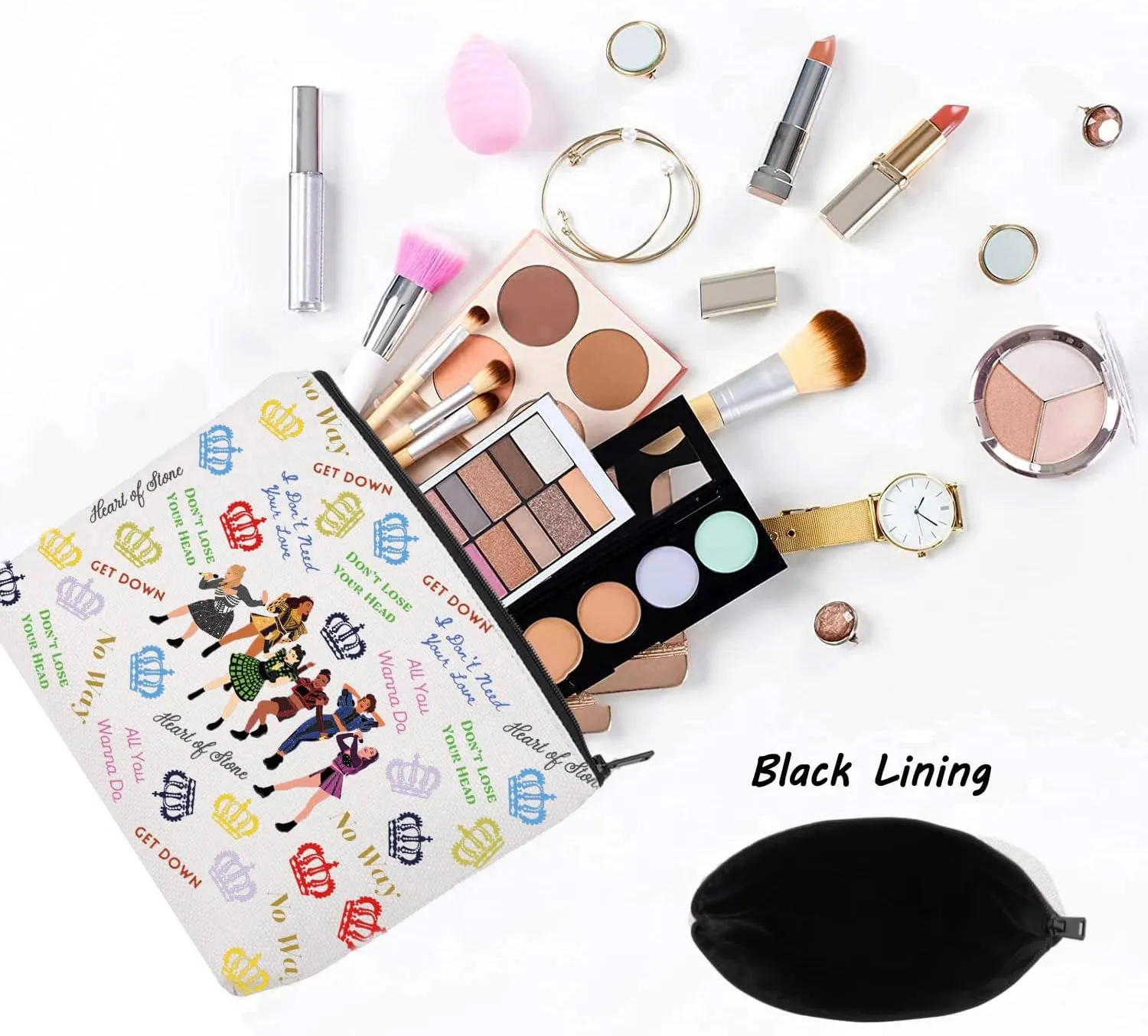 LEVLO Musical Queen Cosmetic Bag Theater Drama Fans Gift Six Queen Musical Make Up Zipper Pouch Bag