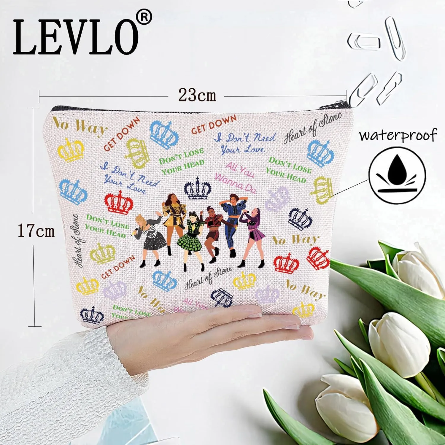 LEVLO Musical Queen Cosmetic Bag Theater Drama Fans Gift Six Queen Musical Make Up Zipper Pouch Bag