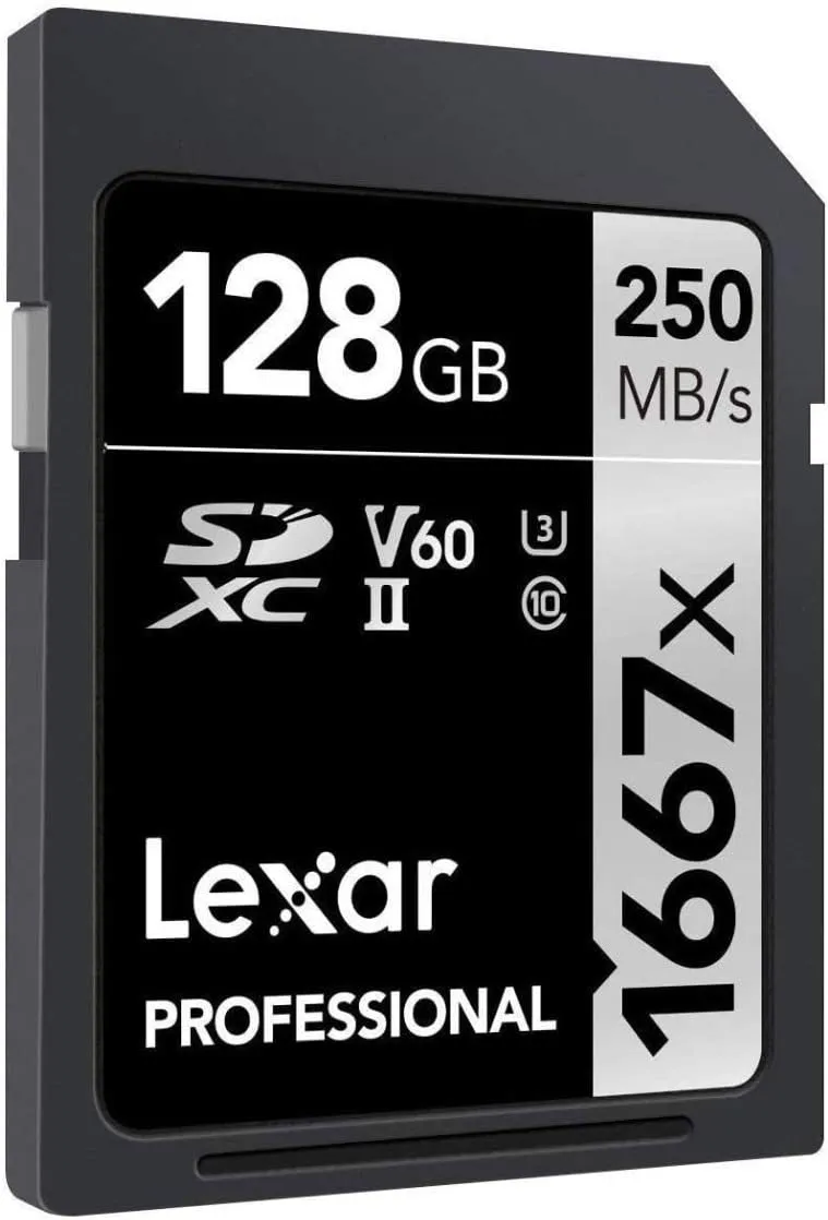 Lexar 128GB (2-Pack) Professional 1667x SD Card, UHS-II, C10, U3, V60, Full HD, 4K, Up To 250MB/s Read SDXC Memory Card, for Professional Photographer, Videographer, Enthusiast (LSD128CBNA16672)