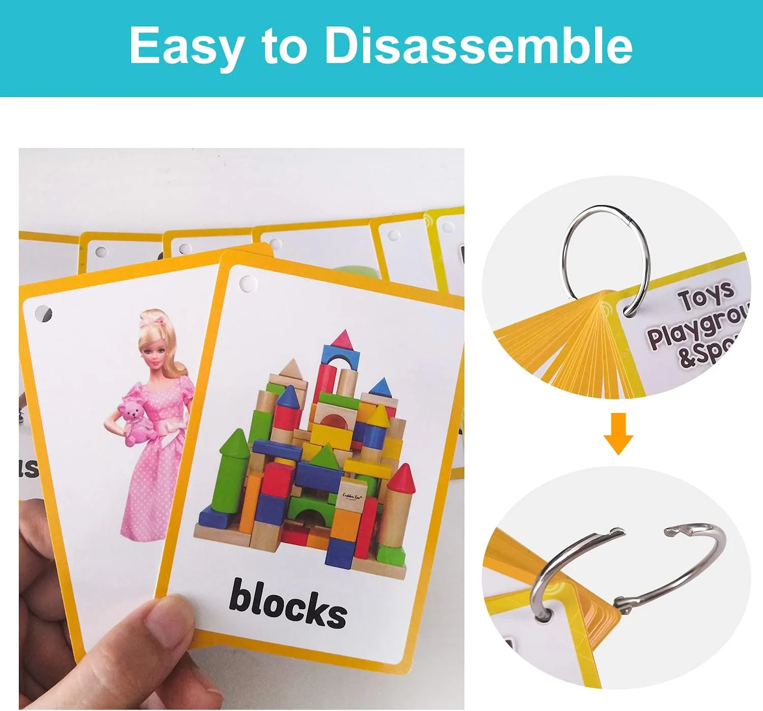 Lilias Toys Playground, Sports, Places, Buildings, School & Classroom Flash Cards - Learning Pocket Card for Toddlers, Supplies for Kindergarten Preschool - 3 Themes Set