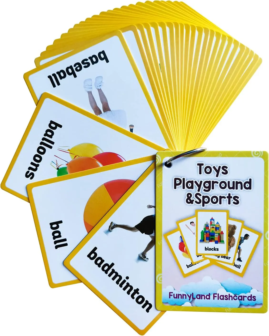 Lilias Toys Playground, Sports, Places, Buildings, School & Classroom Flash Cards - Learning Pocket Card for Toddlers, Supplies for Kindergarten Preschool - 3 Themes Set