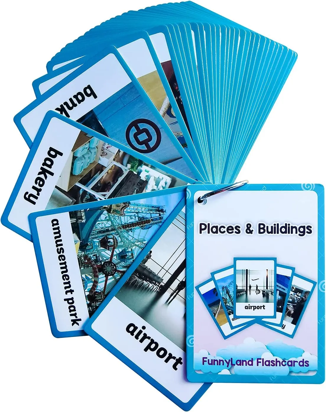 Lilias Toys Playground, Sports, Places, Buildings, School & Classroom Flash Cards - Learning Pocket Card for Toddlers, Supplies for Kindergarten Preschool - 3 Themes Set