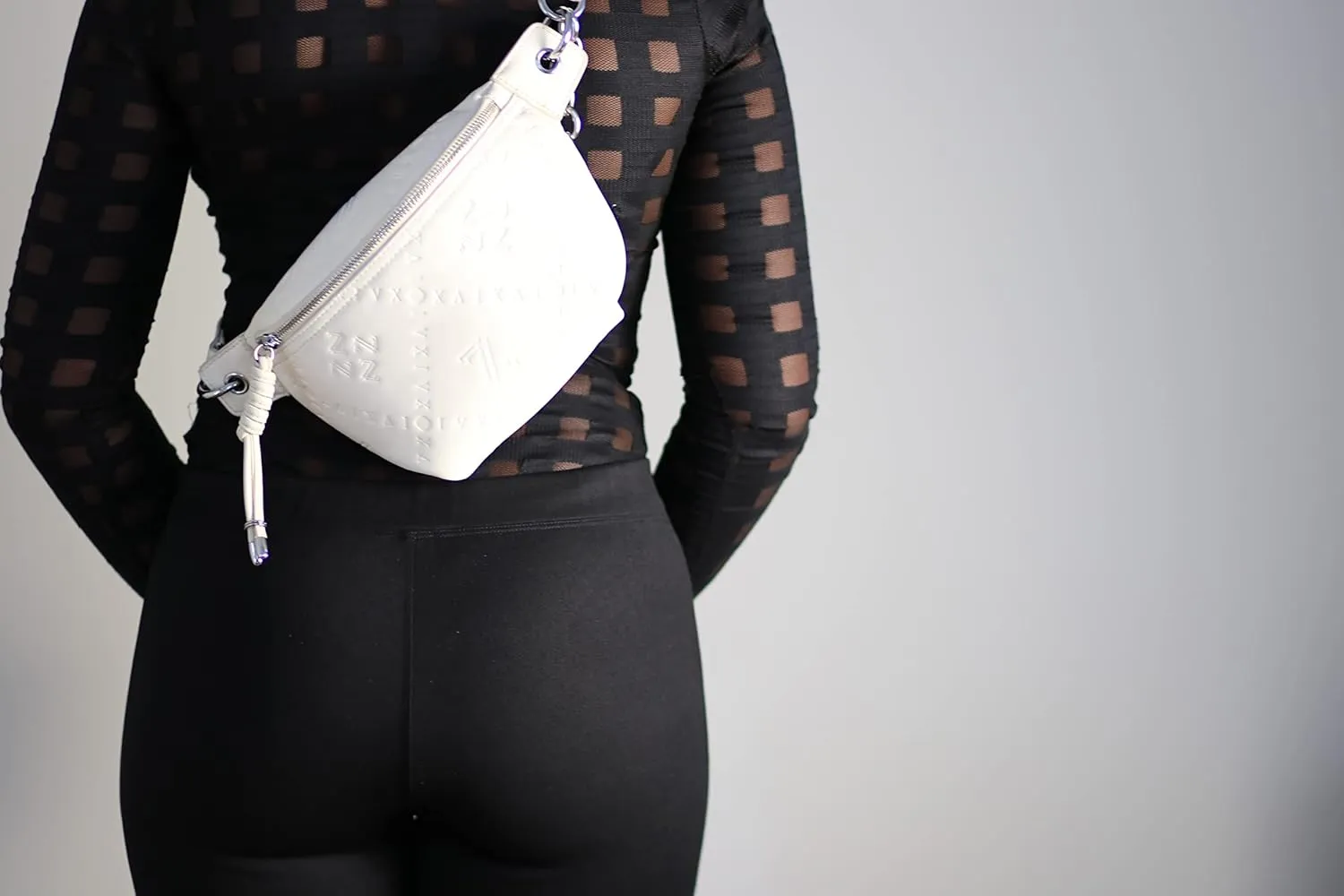 Limited Edition Designer Fanny Pack with 44 inch Adjustable Waist Belt, Travel and Carry essentials Hands-Free (White)