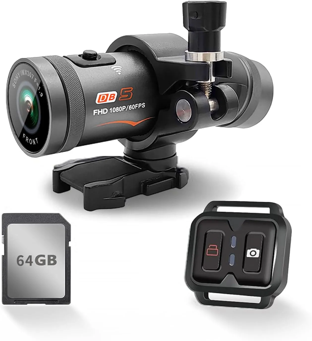 LKT 2K Bike Motorcycle Helmet Camera - 1080p Front and Back Bicycle Camera Sports Camera Small Video Camera Action Camera Dual Dash Cam Front and Rear Motorcycle Helmet Accessories with 64G TF Card