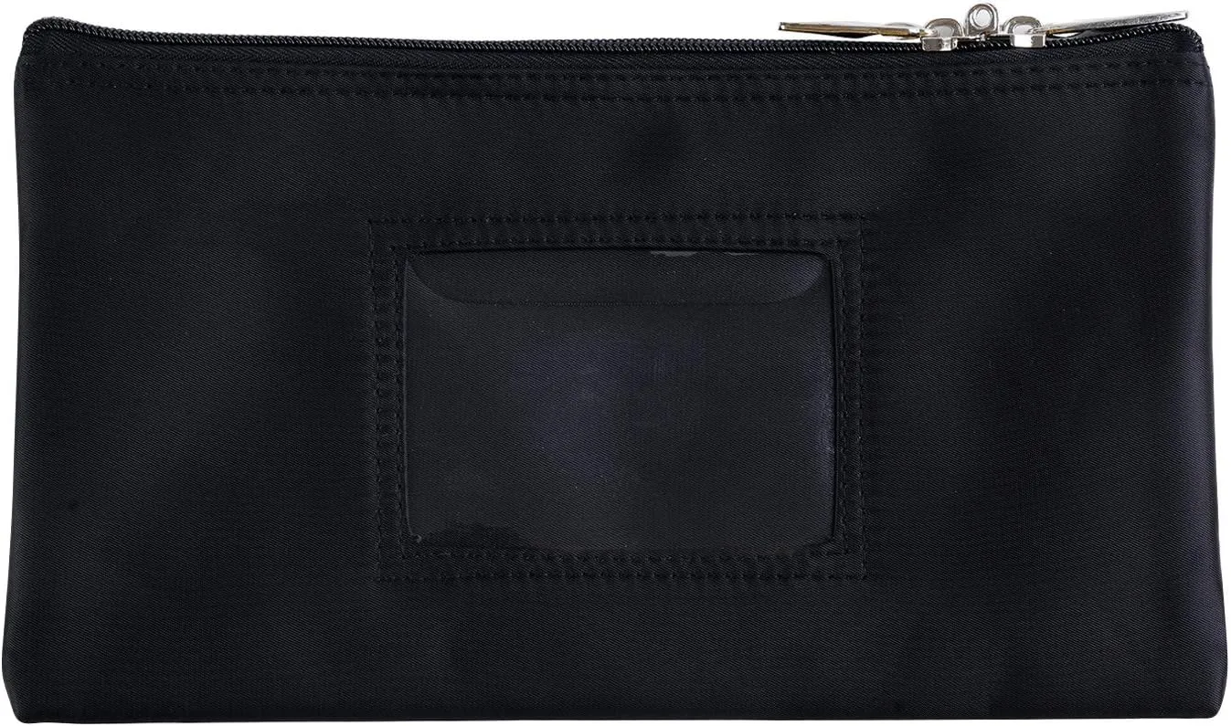 Lockable Bank Deposit Bag with Upgraded Zipper, Multi-Purpose Storage Zipper Pouch (Black)