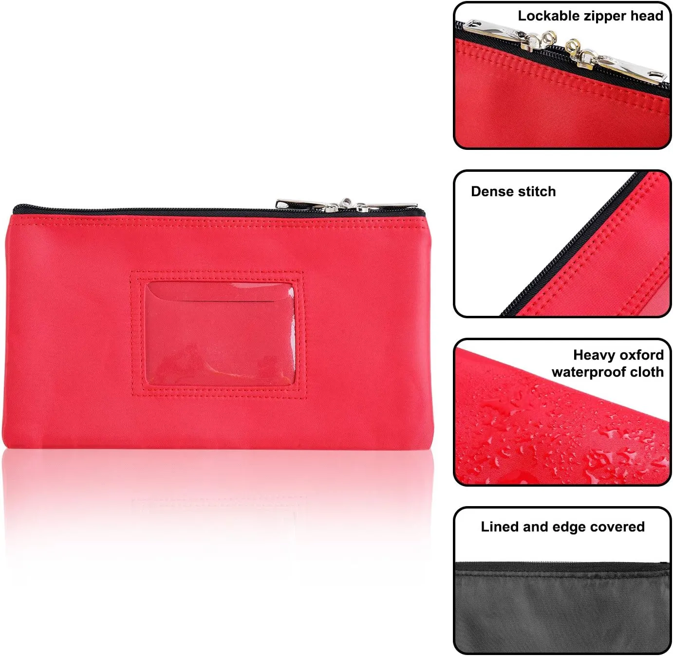 Lockable Bank Deposit Bag with Upgraded Zipper, Multi-Purpose Storage Zipper Pouch (Black)