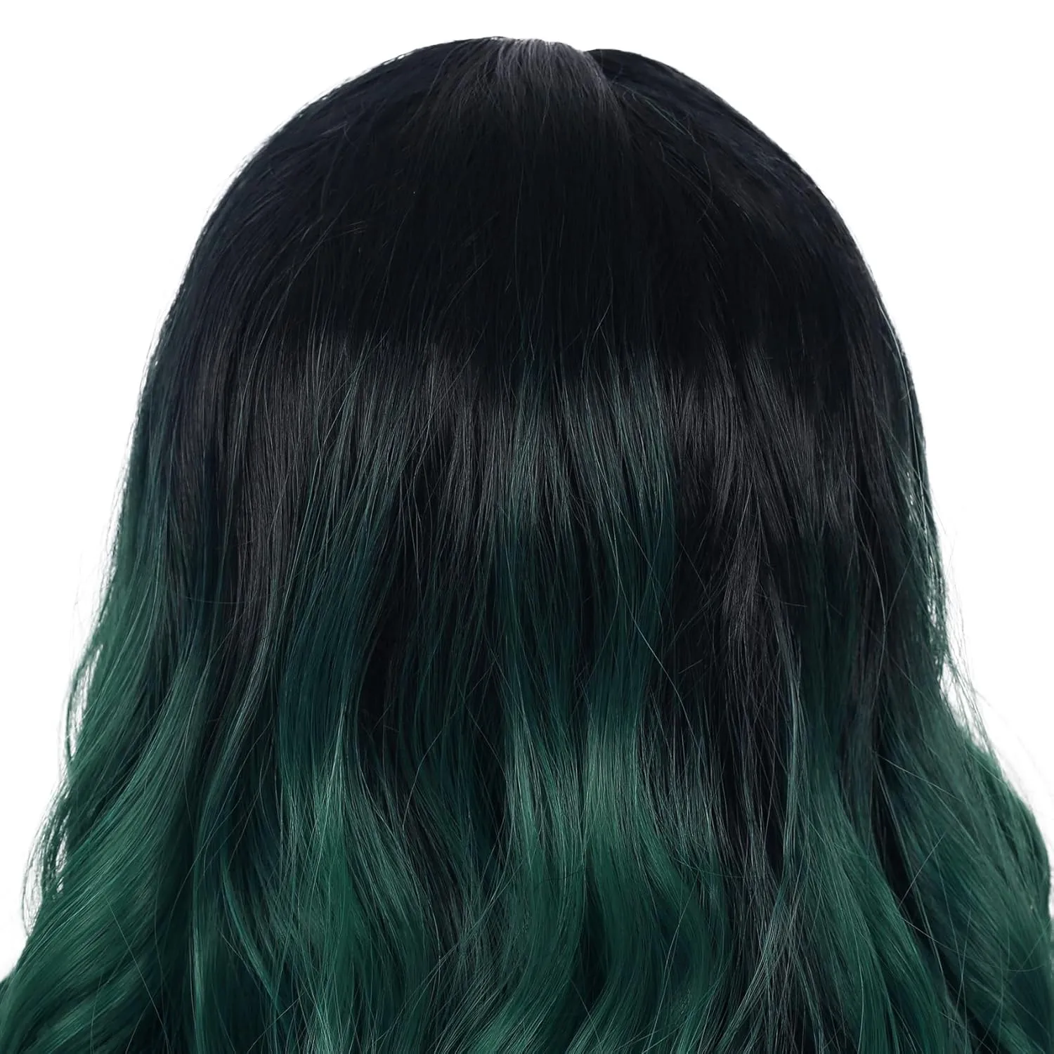 Long Curly Wavy Ombre Green Wigs for Women Synthetic Natural Middle Part Daily Party Halloween Cosplay Wig with Wig Cap 21"