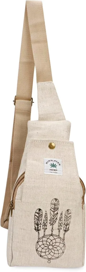 LONGING TO BUY Hemp Sling Backpack- Hemp Cross body Bag- Hemp Shoulder Backpack Adjustable Strap for Men & Women (Designed- Bell)