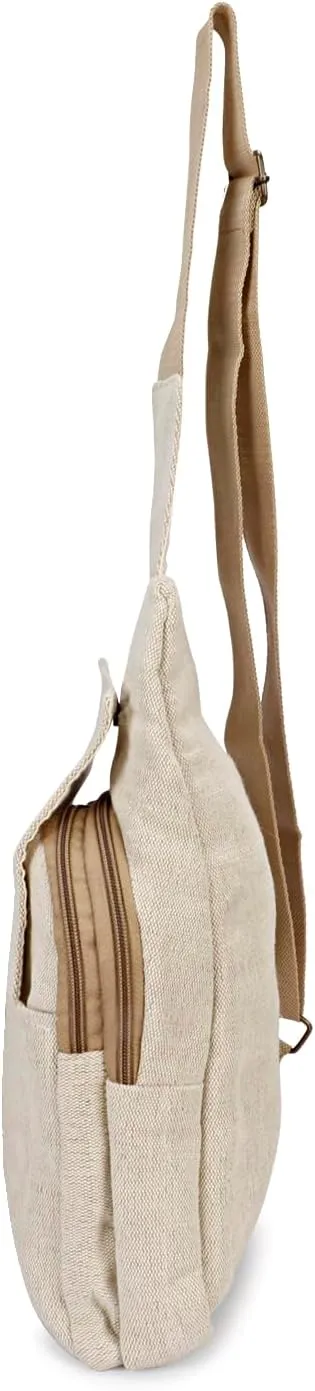 LONGING TO BUY Hemp Sling Backpack- Hemp Cross body Bag- Hemp Shoulder Backpack Adjustable Strap for Men & Women (Designed- Bell)