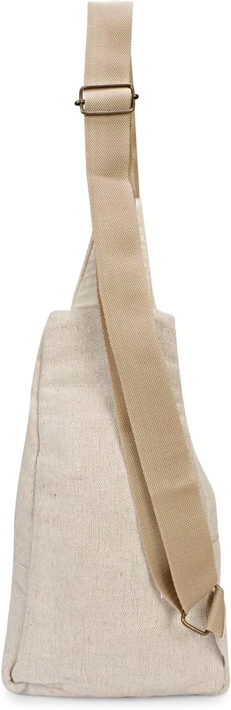 LONGING TO BUY Hemp Sling Backpack- Hemp Cross body Bag- Hemp Shoulder Backpack Adjustable Strap for Men & Women (Designed- Bell)